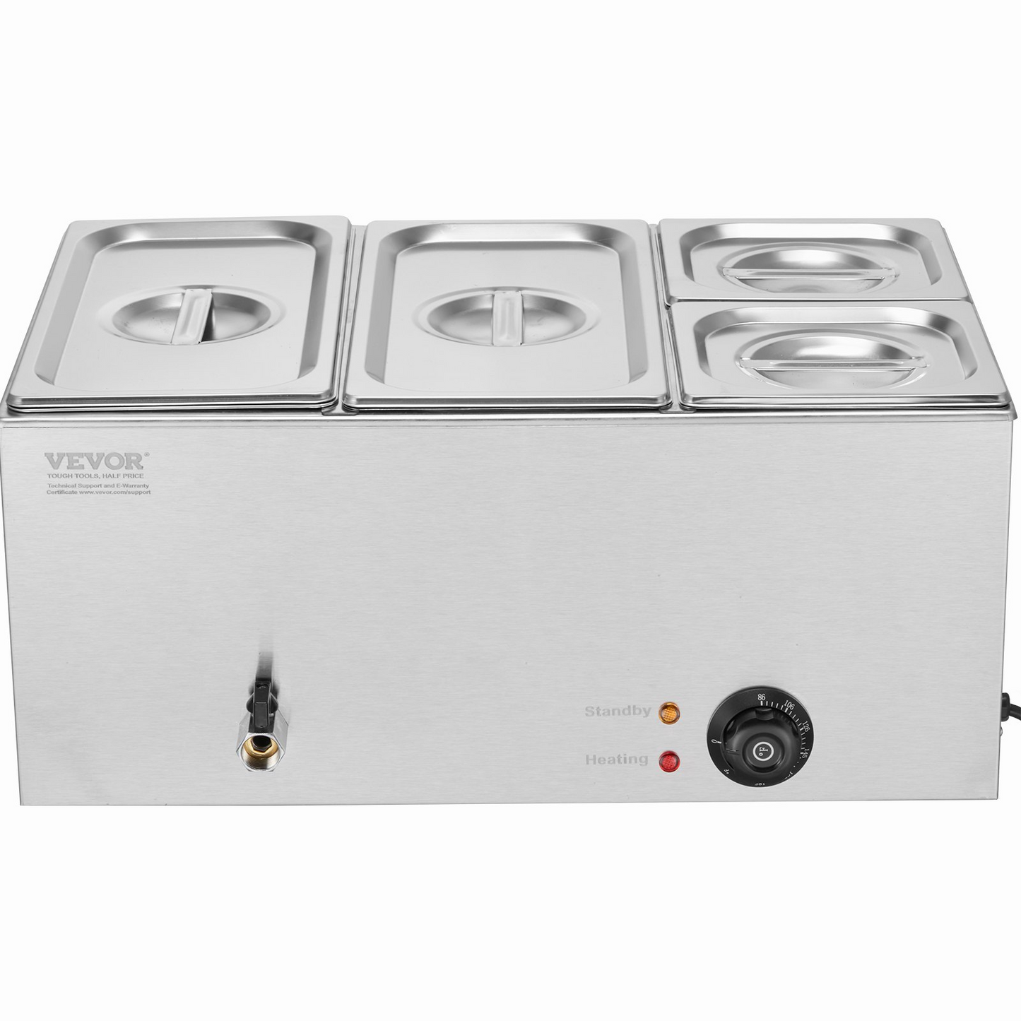 VEVOR Commercial Electric Food Warmer 4-Pan Countertop Buffet 16.4QT Bain Marie