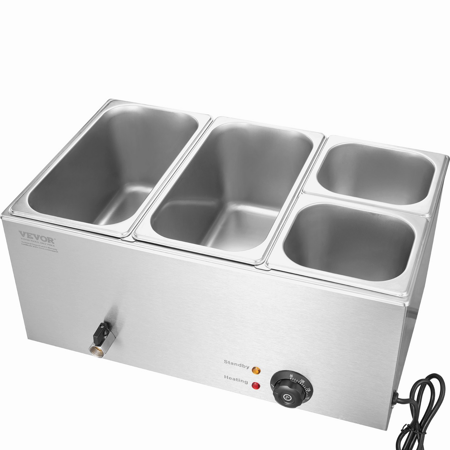 VEVOR Commercial Electric Food Warmer 4-Pan Countertop Buffet 16.4QT Bain Marie