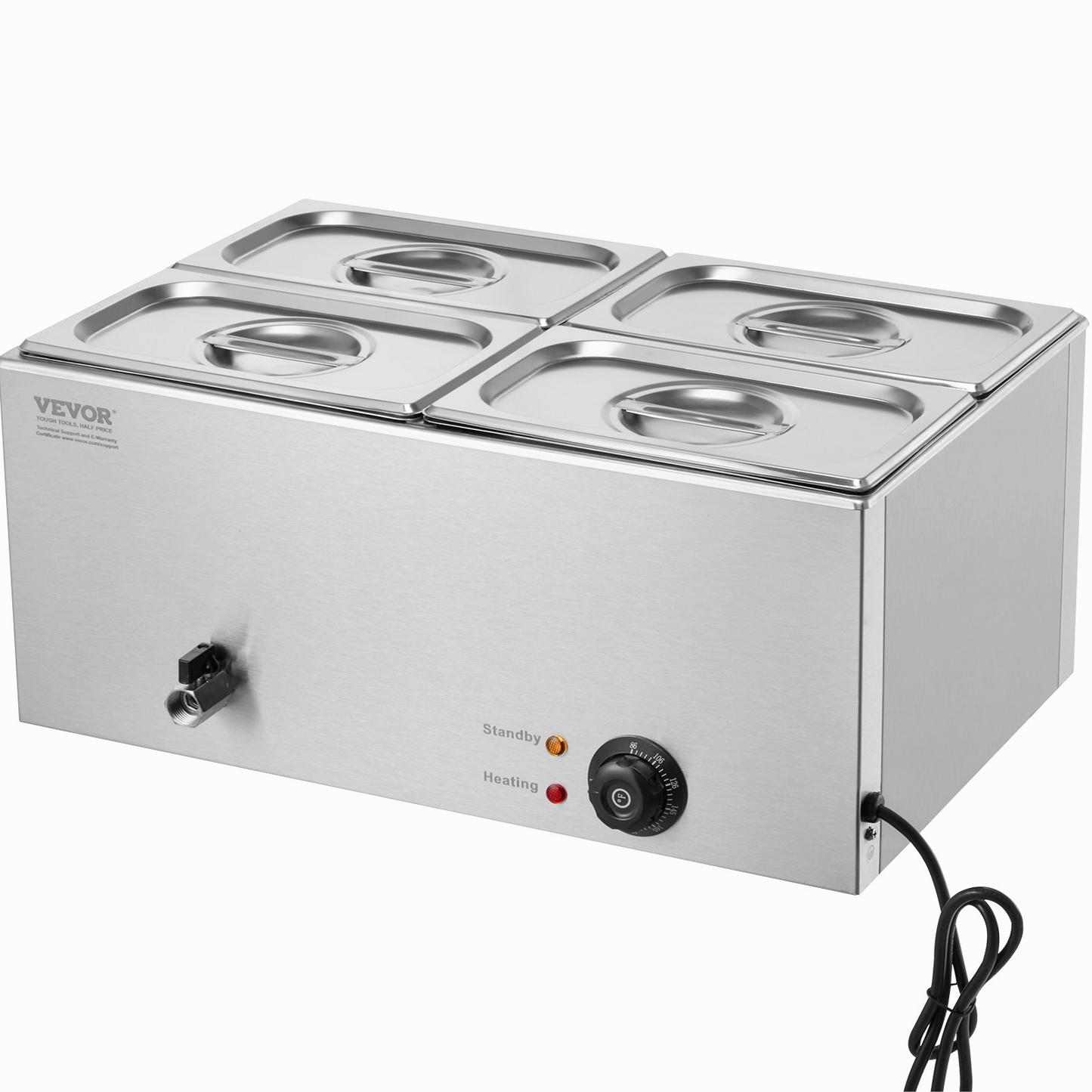 VEVOR Commercial Electric Food Warmer 4-Pan Countertop Buffet 15.9QT Bain Marie