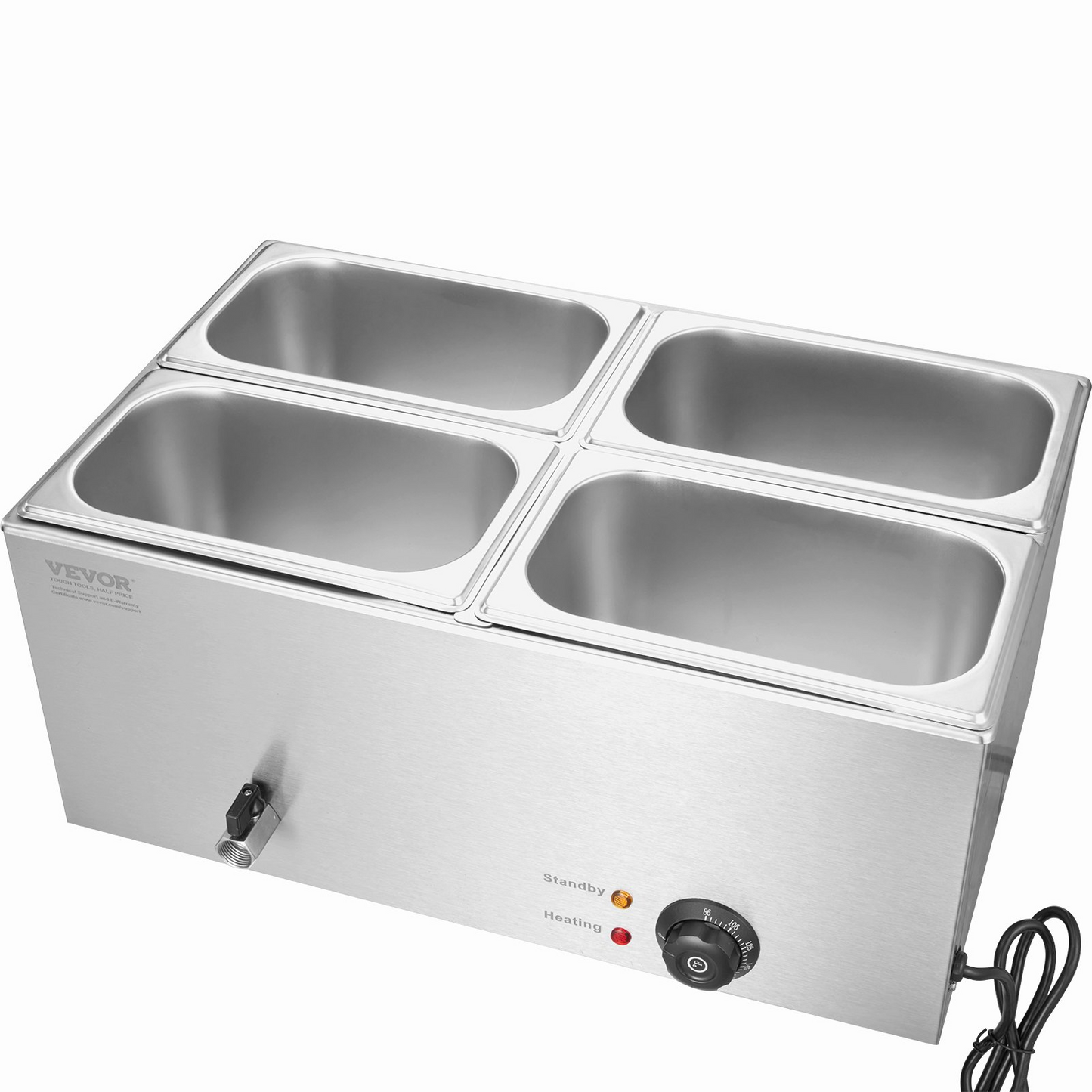 VEVOR Commercial Electric Food Warmer 4-Pan Countertop Buffet 15.9QT Bain Marie