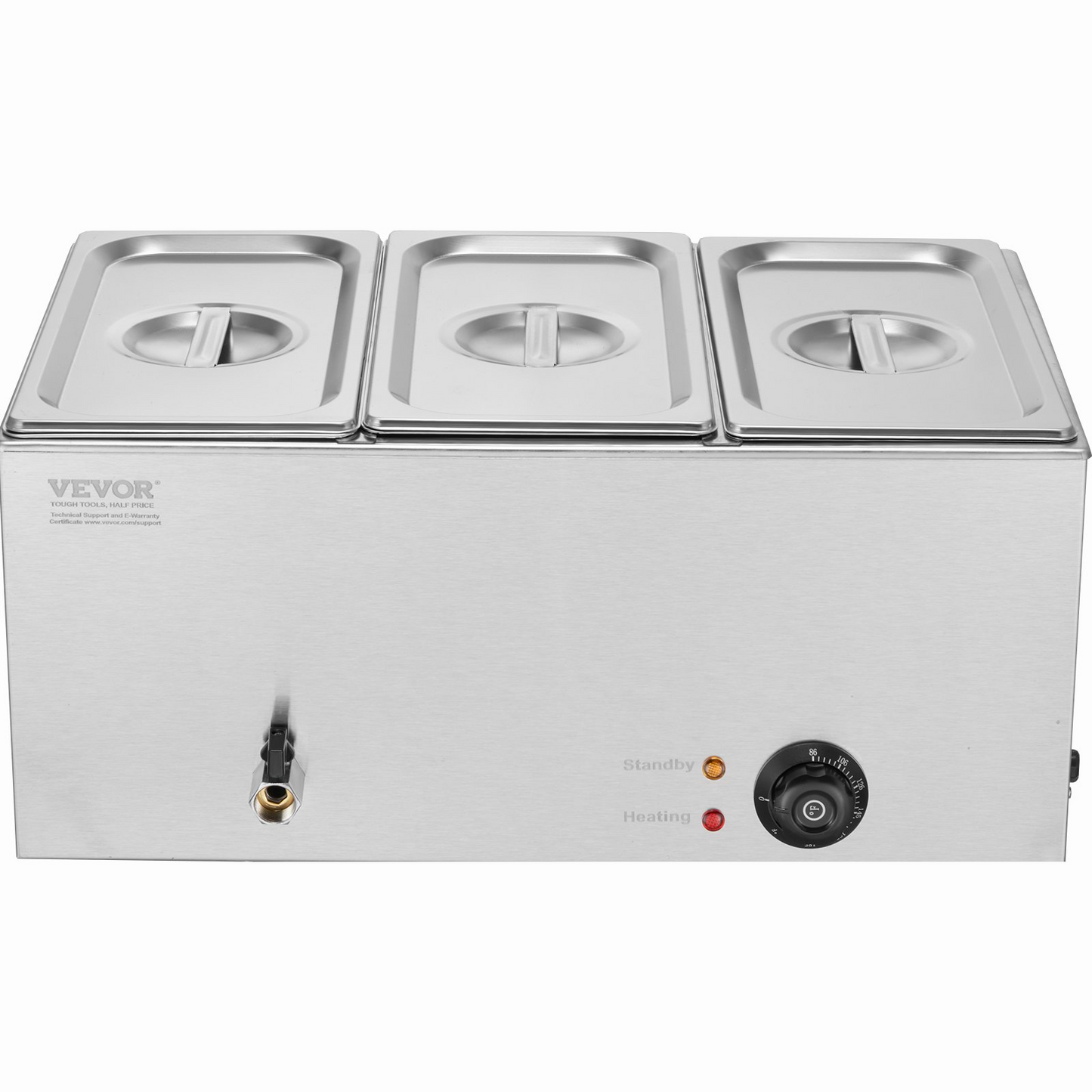 VEVOR Commercial Electric Food Warmer 3-Pan Countertop Buffet 17.4QT Bain Marie