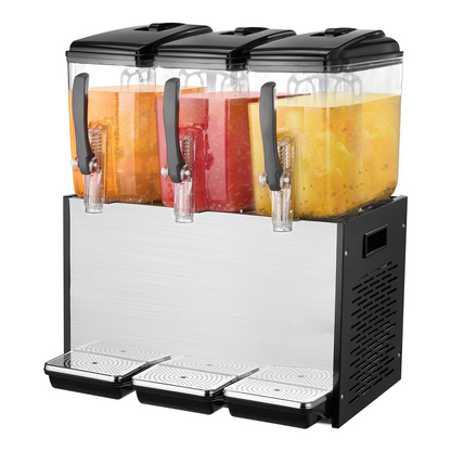 VEVOR Commercial Beverage Dispenser 12L x 3 Tanks Cold Juice Ice Drink Dispenser