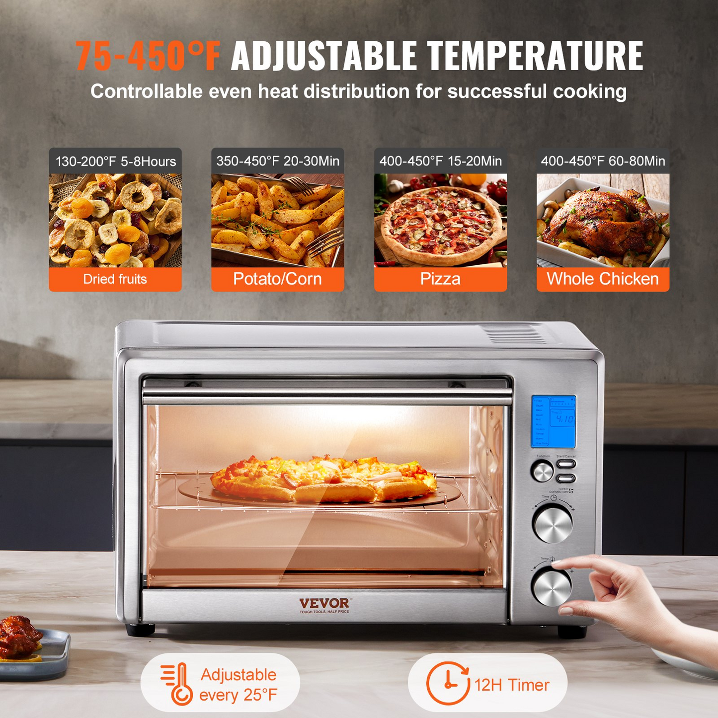 VEVOR 13-IN-1 Air Fryer Toaster Oven 28L 1800W Convection Oven for Home Use