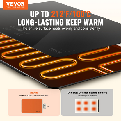 VEVOR Electric Warming Tray Buffet Food Warming w/ Temp Control Tempered Glass