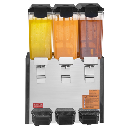 VEVOR Commercial Beverage Dispenser 10L x 3 Tanks Cold Juice Ice Drink Dispenser