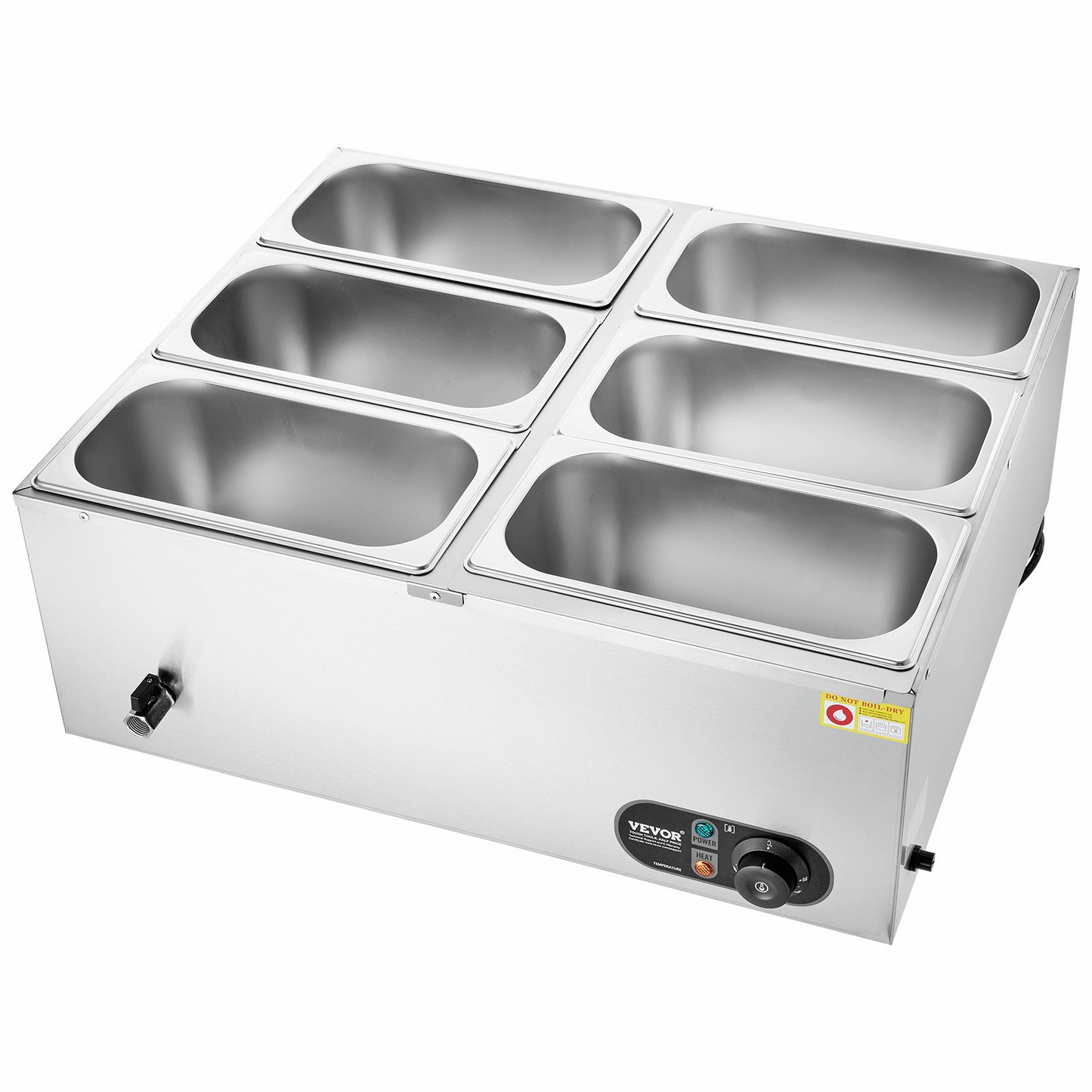 VEVOR Commercial Electric Food Warmer Countertop Buffet 6*5Qt Pan Bain Marie