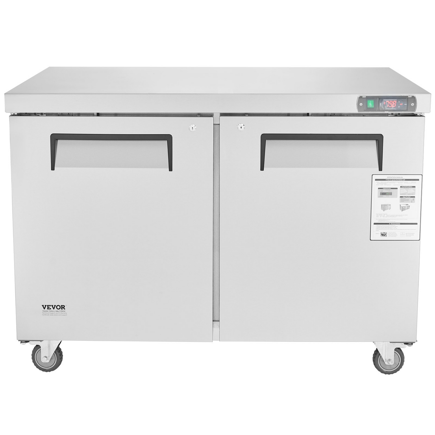 VEVOR 48" Commercial Frozen Refrigerator Sandwich & Salad Prep Table 12.9 Cu. Ft