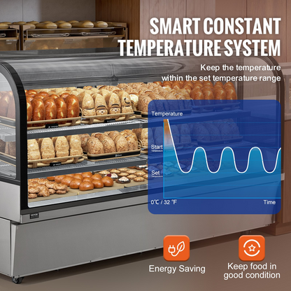 VEVOR Refrigerated Display Case Bakery Display Fridge Case 32 cu ft/901L 4-Tier