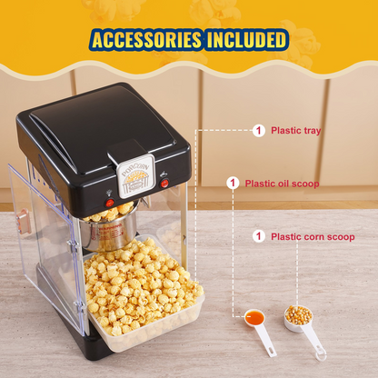 VEVOR Popcorn Popper Machine Tabletop Popcorn Maker 300W 2.5 Oz Black