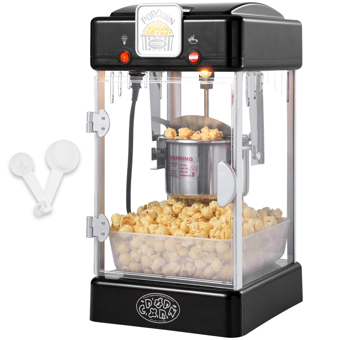 VEVOR Popcorn Popper Machine Tabletop Popcorn Maker 300W 2.5 Oz Black