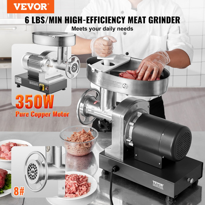 Commercial Electric Meat Grinder 6 Lbs/Min Sausage Stuffer Maker Kitchen