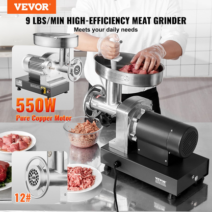 Commercial Electric Meat Grinder 9 Lbs/Min Sausage Stuffer Maker Kitchen