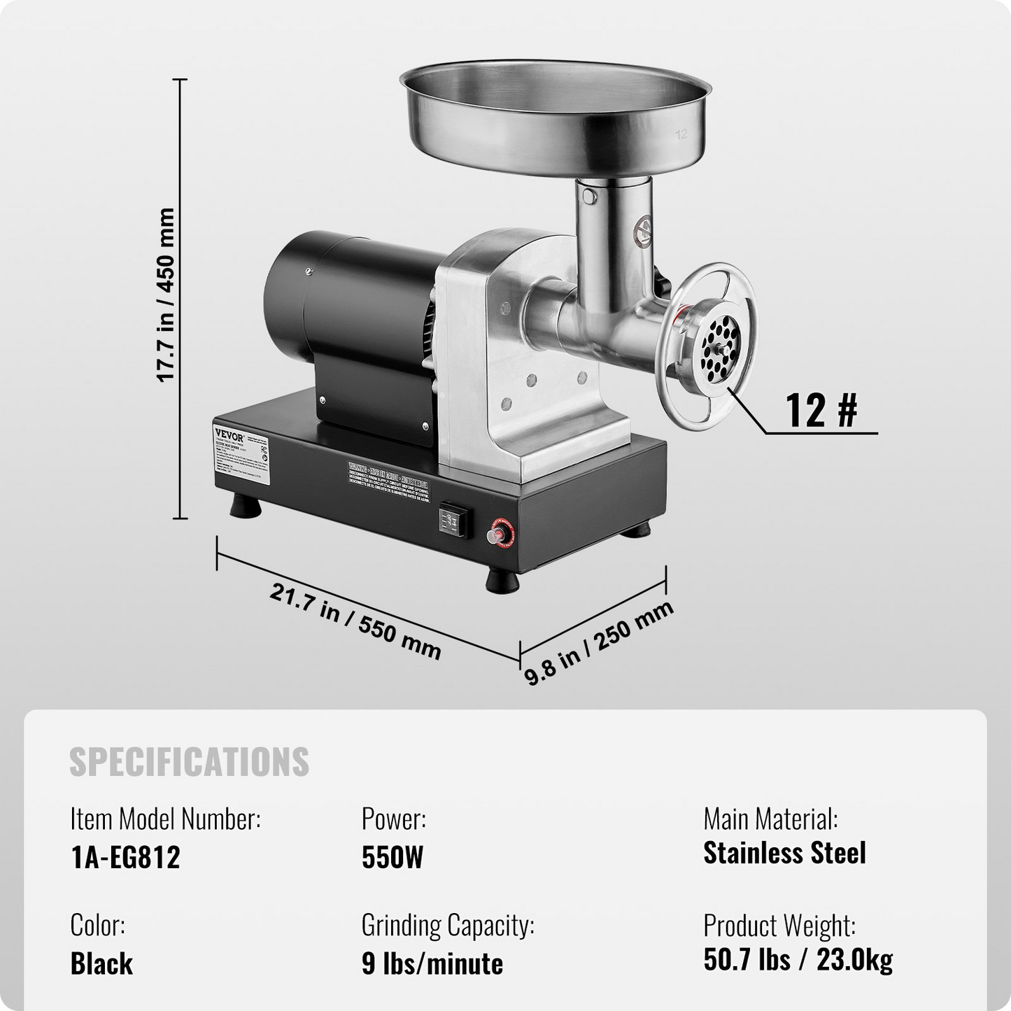 Commercial Electric Meat Grinder 9 Lbs/Min Sausage Stuffer Maker Kitchen