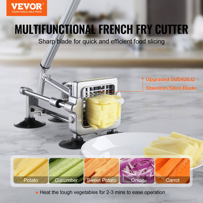 French Fry Cutter Stainless Steel Potato Vegetable Slicer Chopper 3 Blades