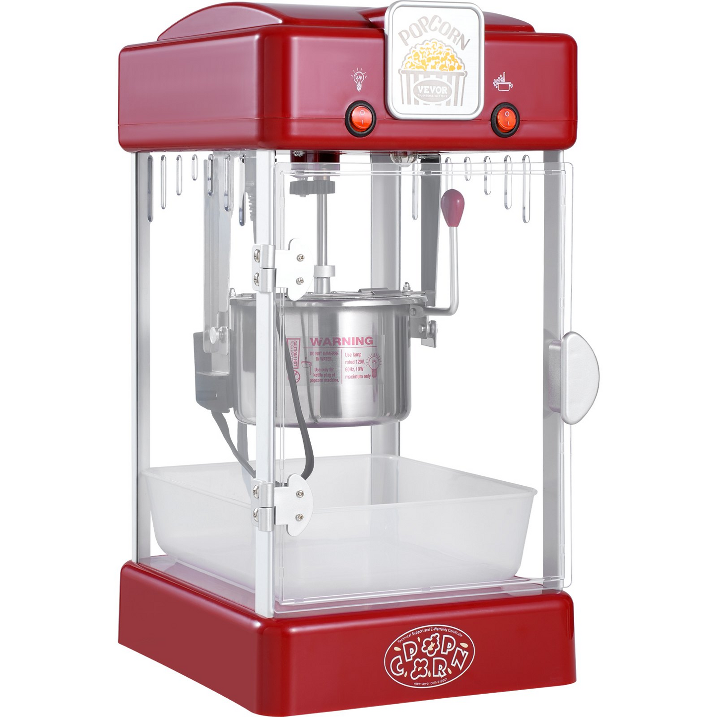 VEVOR Popcorn Popper Machine Tabletop Popcorn Maker 300W 2.5 Oz Red