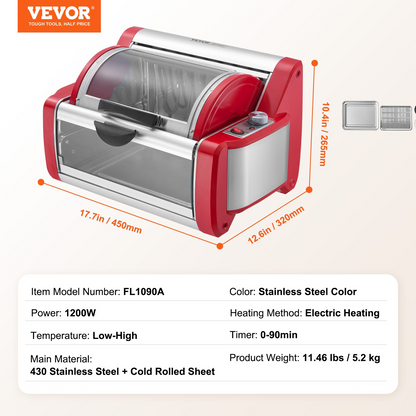 VEVOR Stainless Steel Shawarma Grill Machine Electric Gyro Rotisserie Doner