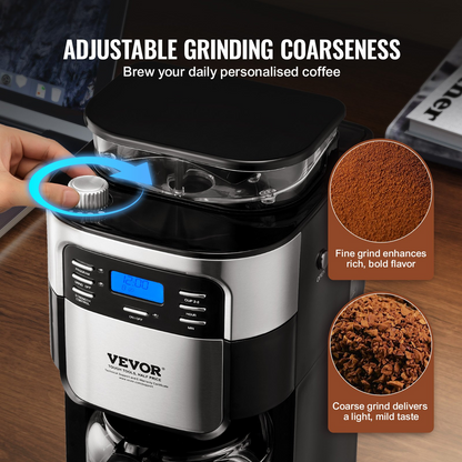 VEVOR 8-Cup Coffee Maker Drip Coffee Machine with 24-Hour Timer for Auto Brew