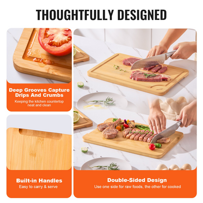 Bamboo Cutting Board Premium Versatile Cut Board with Built-in Handle