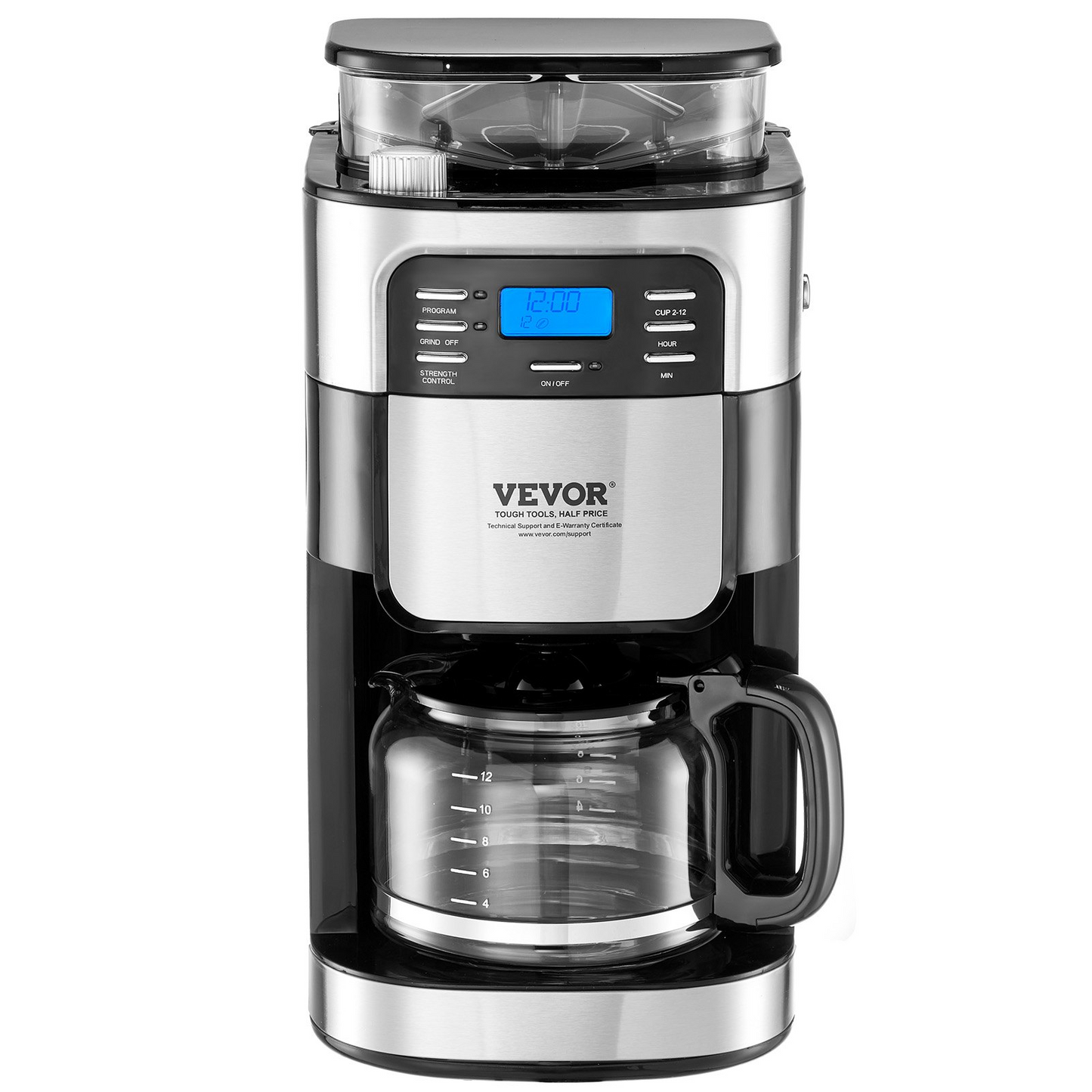 VEVOR 12-Cup Coffee Maker Drip Coffee Machine with 24-Hour Timer for Auto Brew