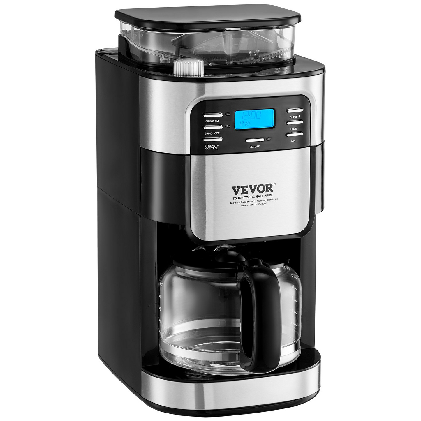 VEVOR 12-Cup Coffee Maker Drip Coffee Machine with 24-Hour Timer for Auto Brew