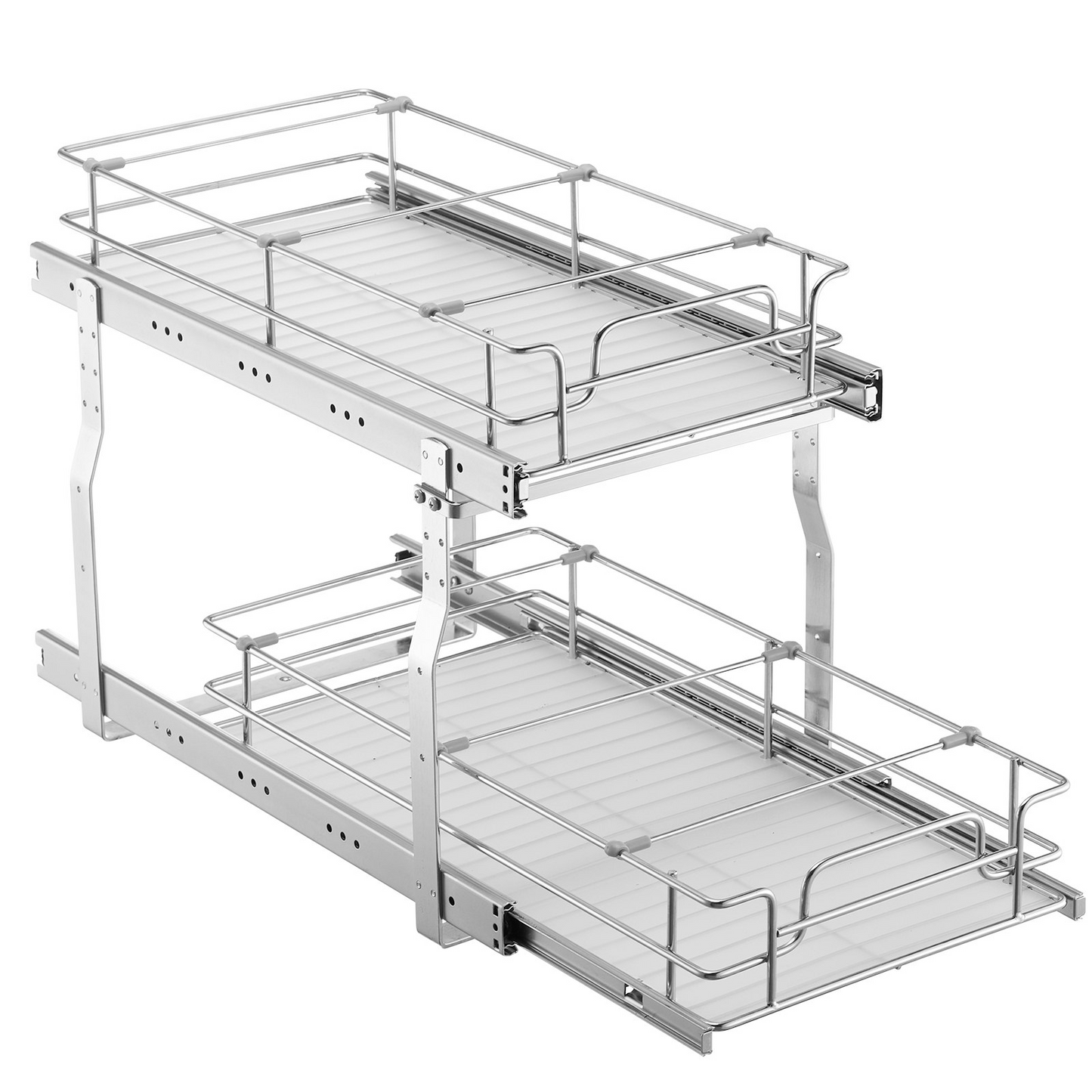 2-Tier Wire Pull Out Cabinet Under Sink Organizer 12x21 Inch Drawer Basket