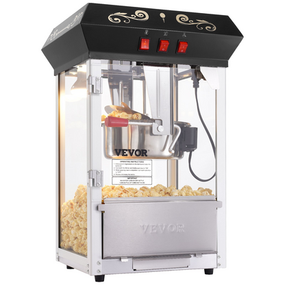 Popcorn Popper Machine Countertop Popcorn Maker 850W 8 Oz 48 Cups Black