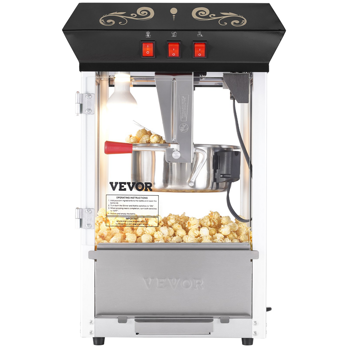 Popcorn Popper Machine Countertop Popcorn Maker 850W 8 Oz 48 Cups Black