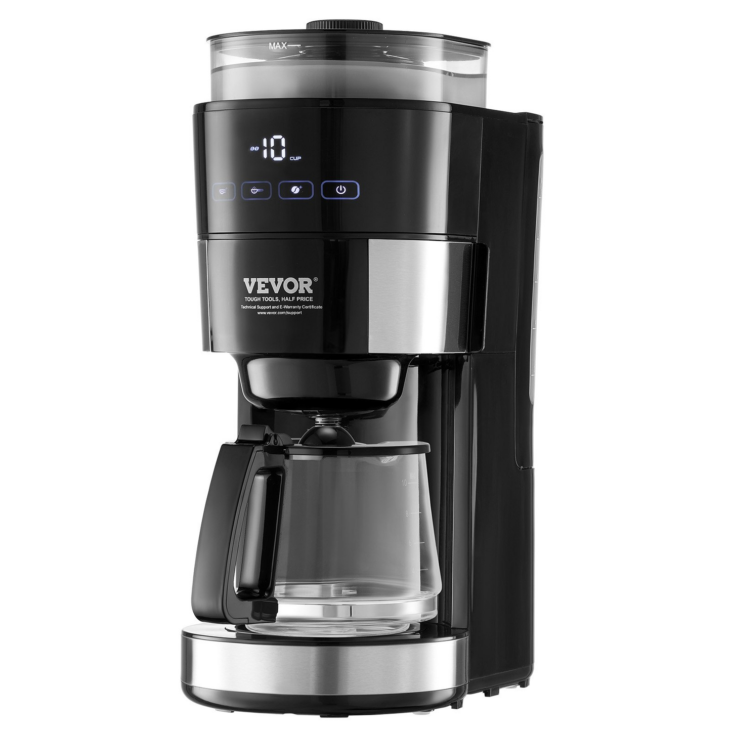 VEVOR 10-Cup Coffee Maker Drip Coffee Machine with 3 Brew Strength Control