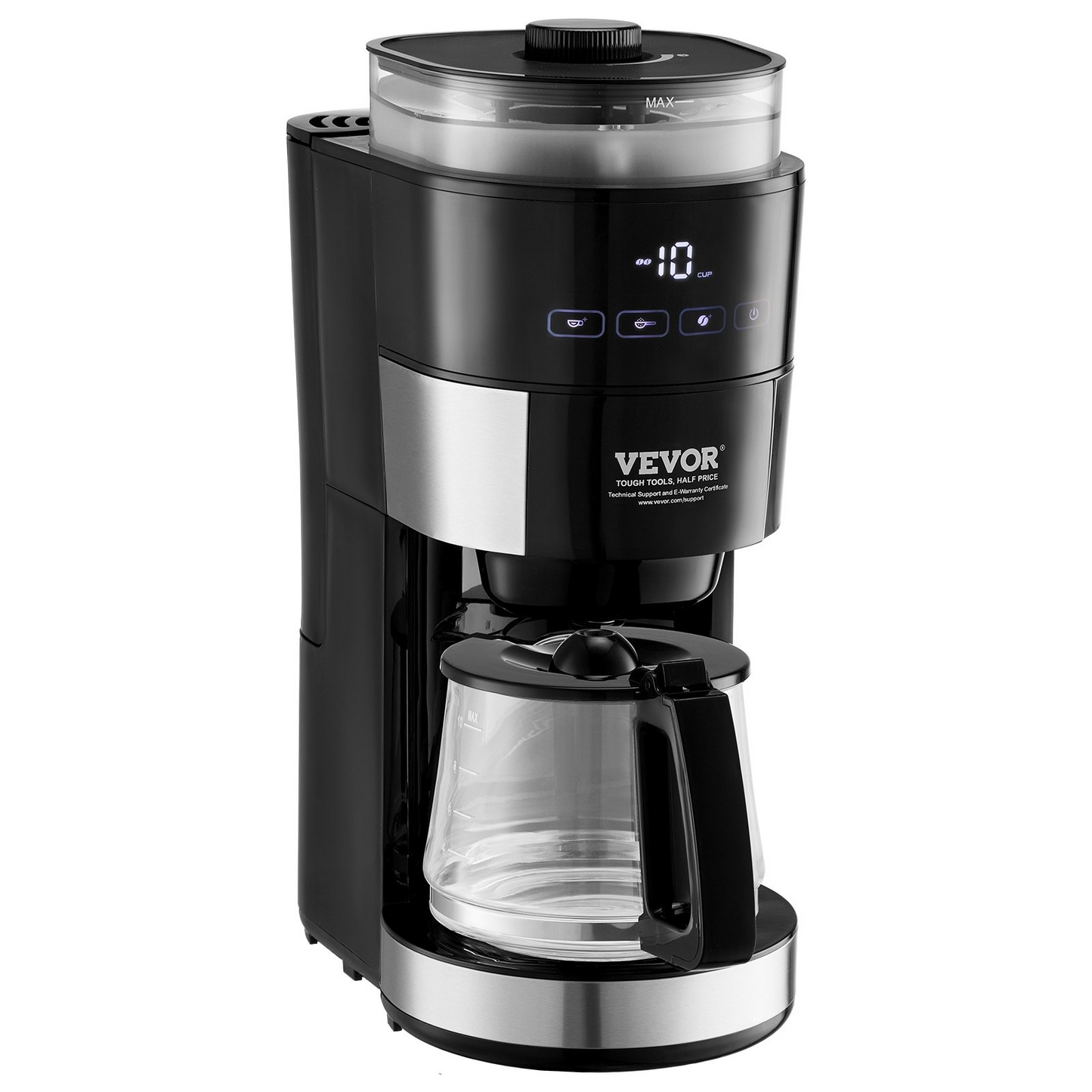 VEVOR 10-Cup Coffee Maker Drip Coffee Machine with 3 Brew Strength Control