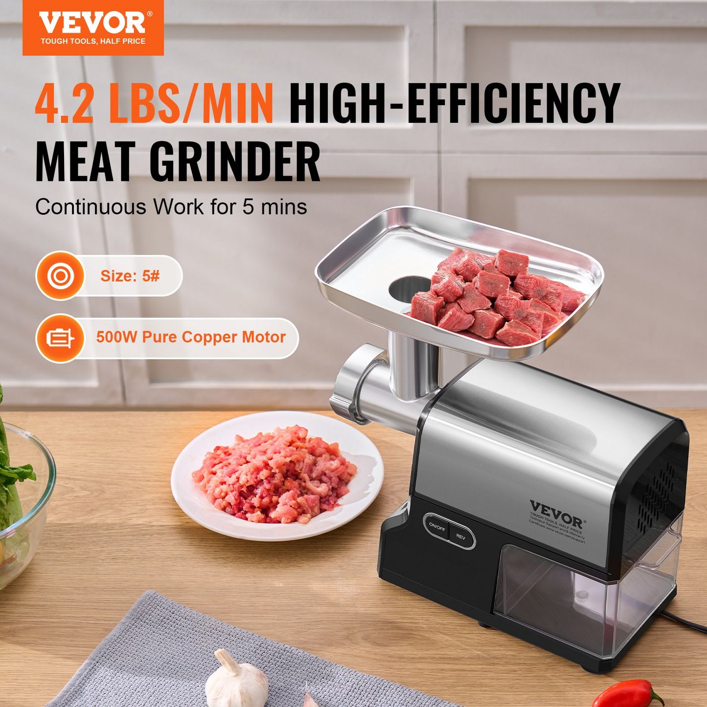 Electric Meat Grinder 4.2 Lbs/Min Sausage Stuffer Maker for Home Kitchen