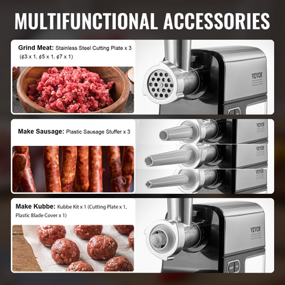 Electric Meat Grinder 4.2 Lbs/Min Sausage Stuffer Maker for Home Kitchen