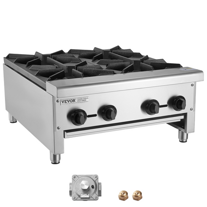 VEVOR Commercial Gas Range Stove 4 Burners Countertop Cooking Hot Plate Kitchen