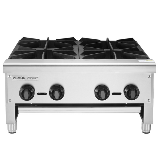 VEVOR Commercial Gas Range Stove 4 Burners Countertop Cooking Hot Plate Kitchen