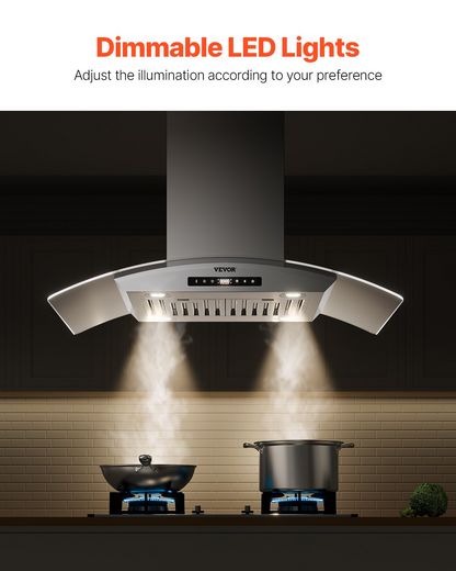 VEVOR 30" Wall Mount Range Hood Ceiling Mount Vent 800CFM Gesture & Touch Control