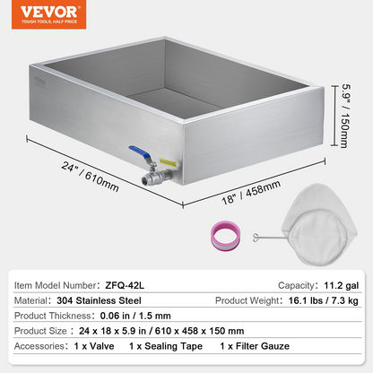 Maple Syrup Evaporator Pan 304 Stainless Steel with Valve for Home Outdoor