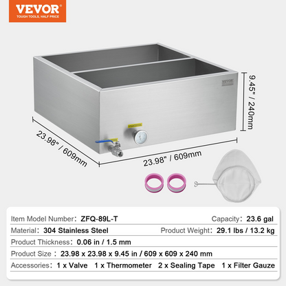 Maple Syrup Evaporator Pan 304 Stainless Steel with Valve and Thermometer