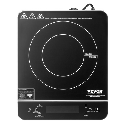 Portable Induction Cooktop 1500W Countertop Burner 9 Temp Levels Hot Plate