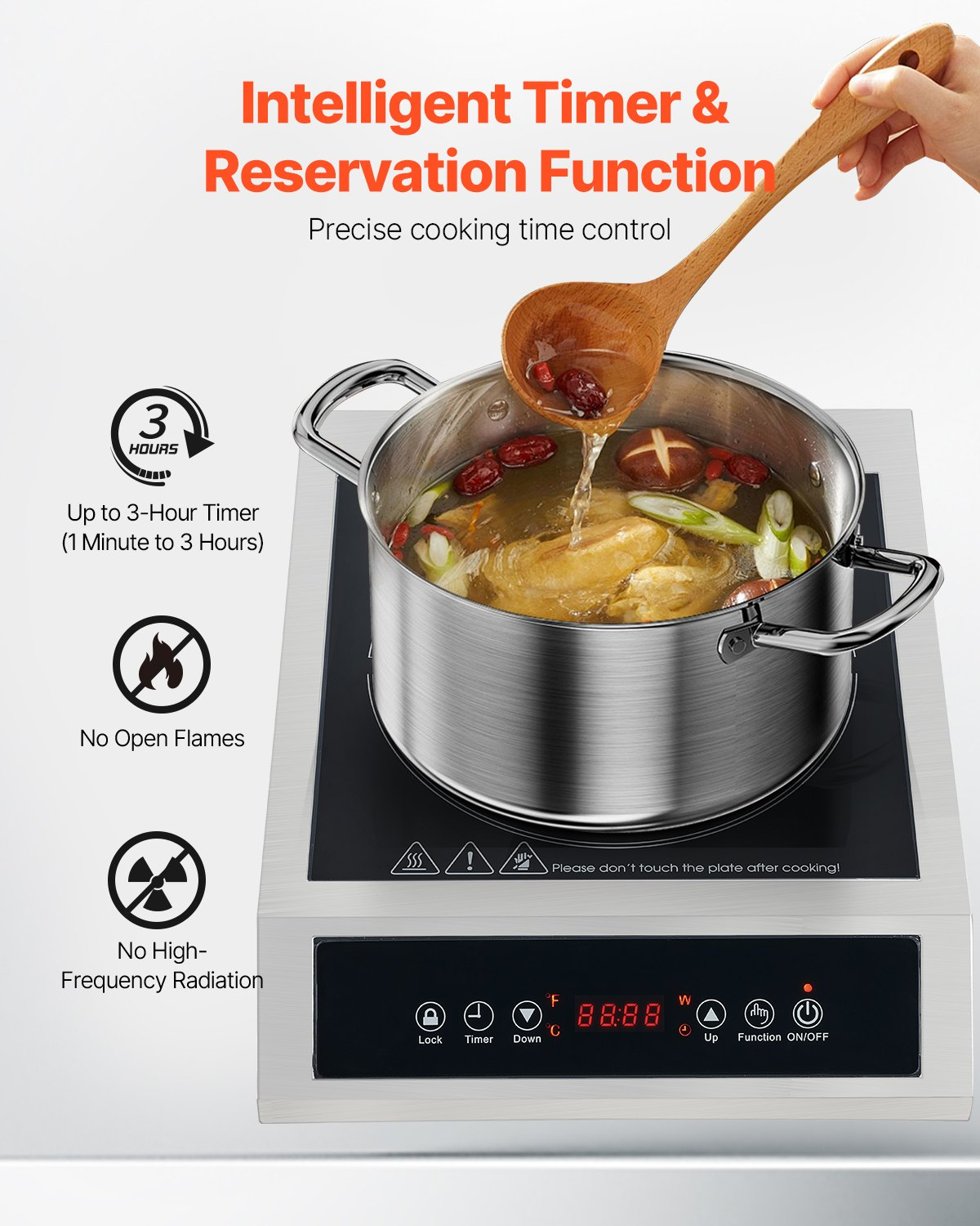 Portable Commercial Induction Cooktop 3500W Countertop Burner 11 Temp Levels