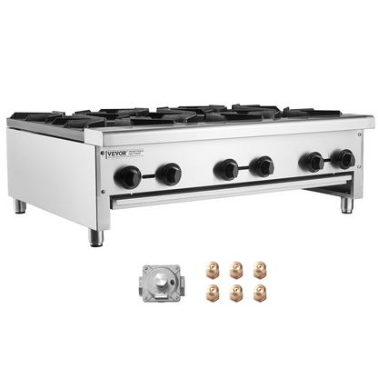 VEVOR Commercial Gas Range Stove 6 Burners Countertop Cooking Hot Plate Kitchen