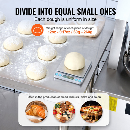 VEVOR Electric Dough Divider 20PCS Automatic Dough Cutter Bread Maker for Bakery