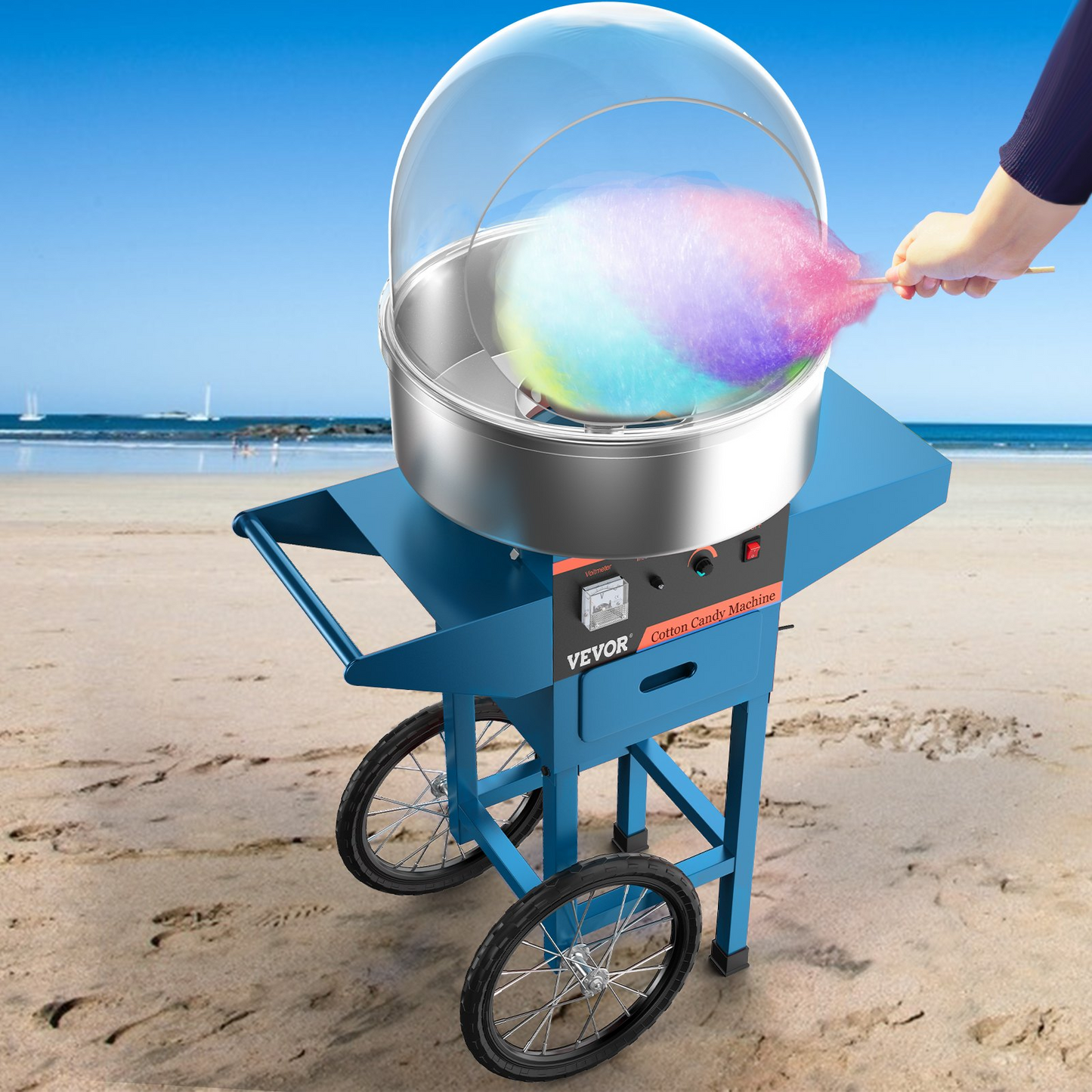 Vevor Commercial Cotton Candy Machine Blue Sugar Floss Maker With Cart Cover