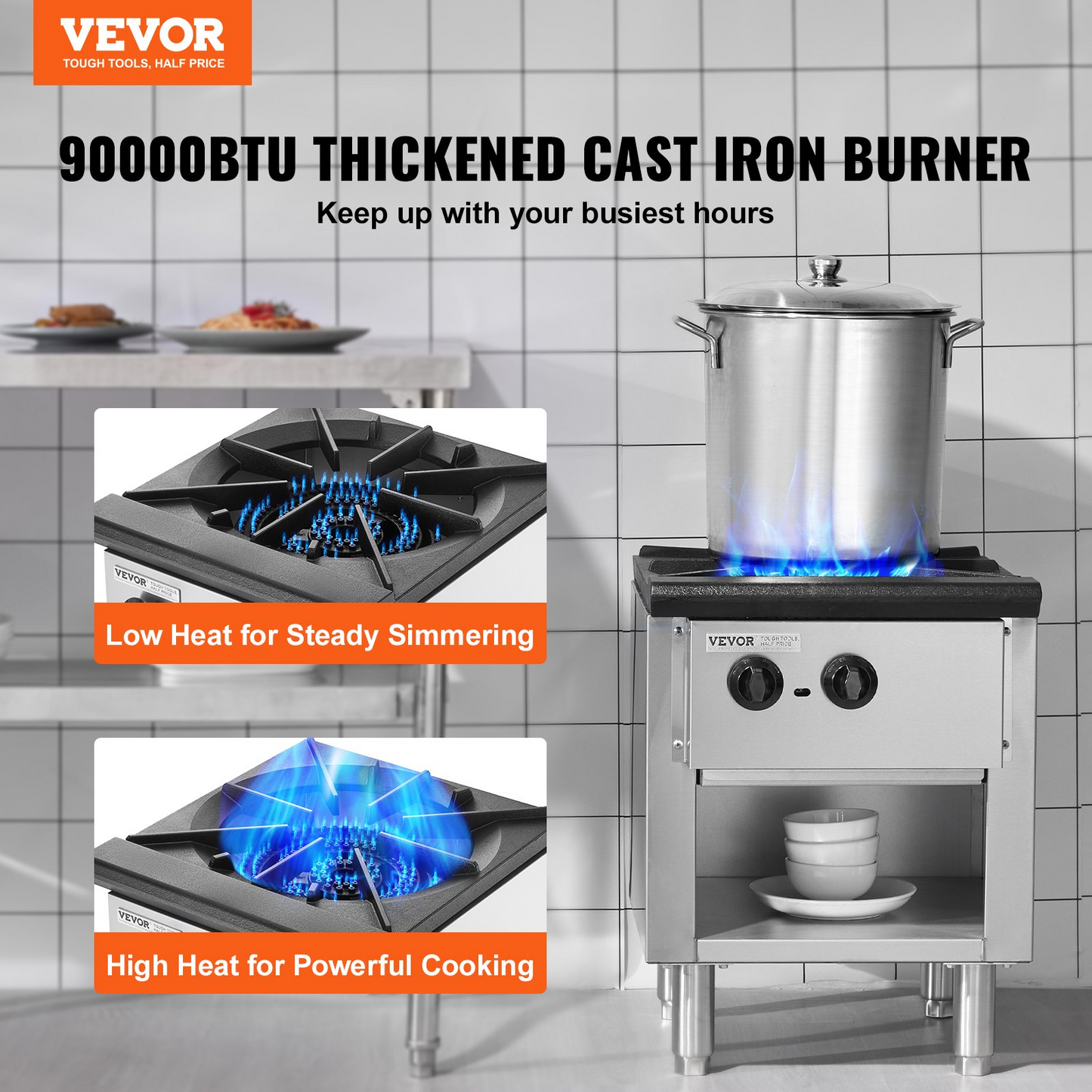 VEVOR Commercial Gas Range Stove 1 Burner Countertop Cooking Hot Plate Kitchen