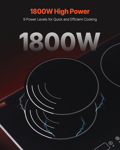 1800W 2 Burner Induction Cooktop Electric Countertop Burner Touch Control