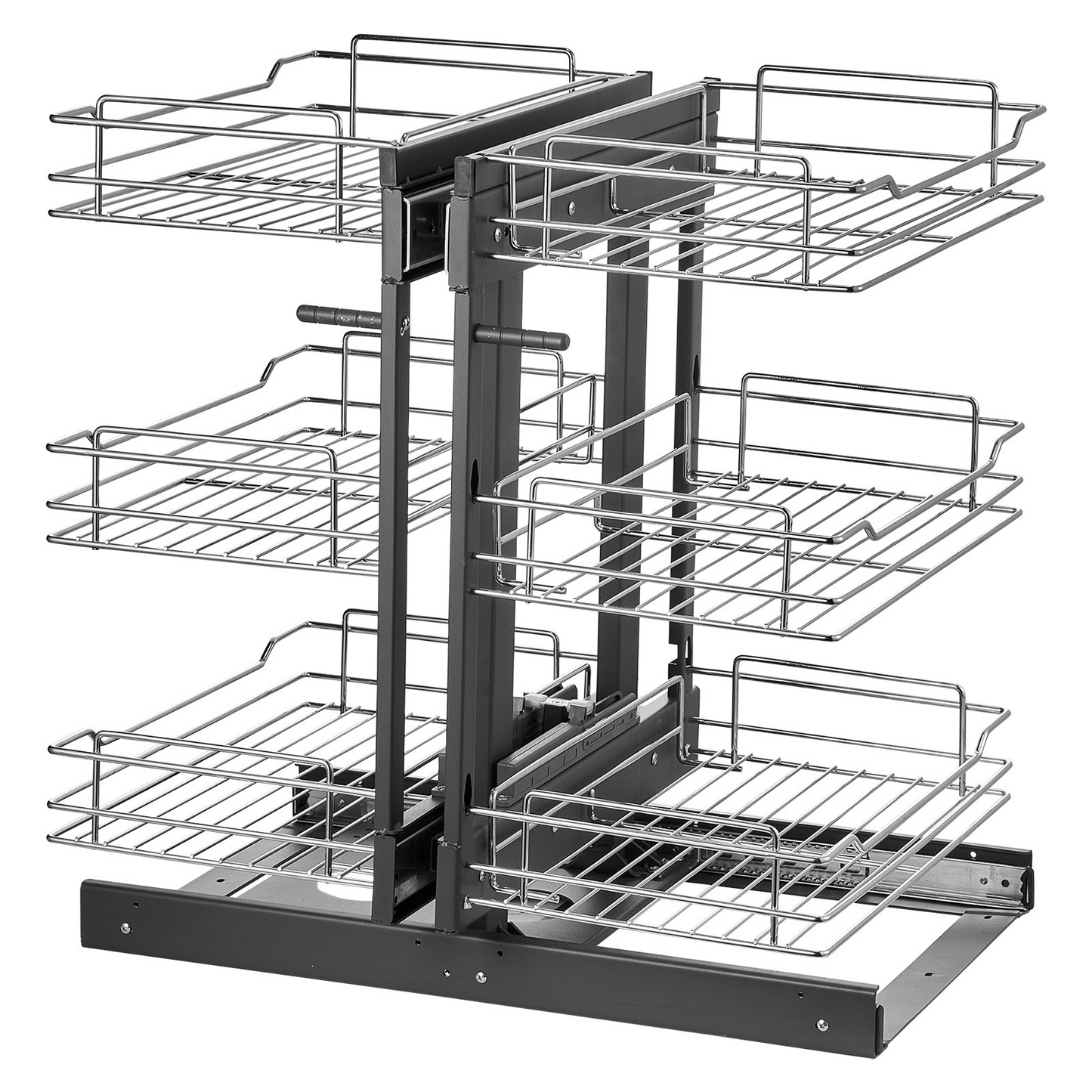 3 Tier 6 Shelf Blind Corner Pull Out Organizer Chrome Kitchen Cabinet Basket