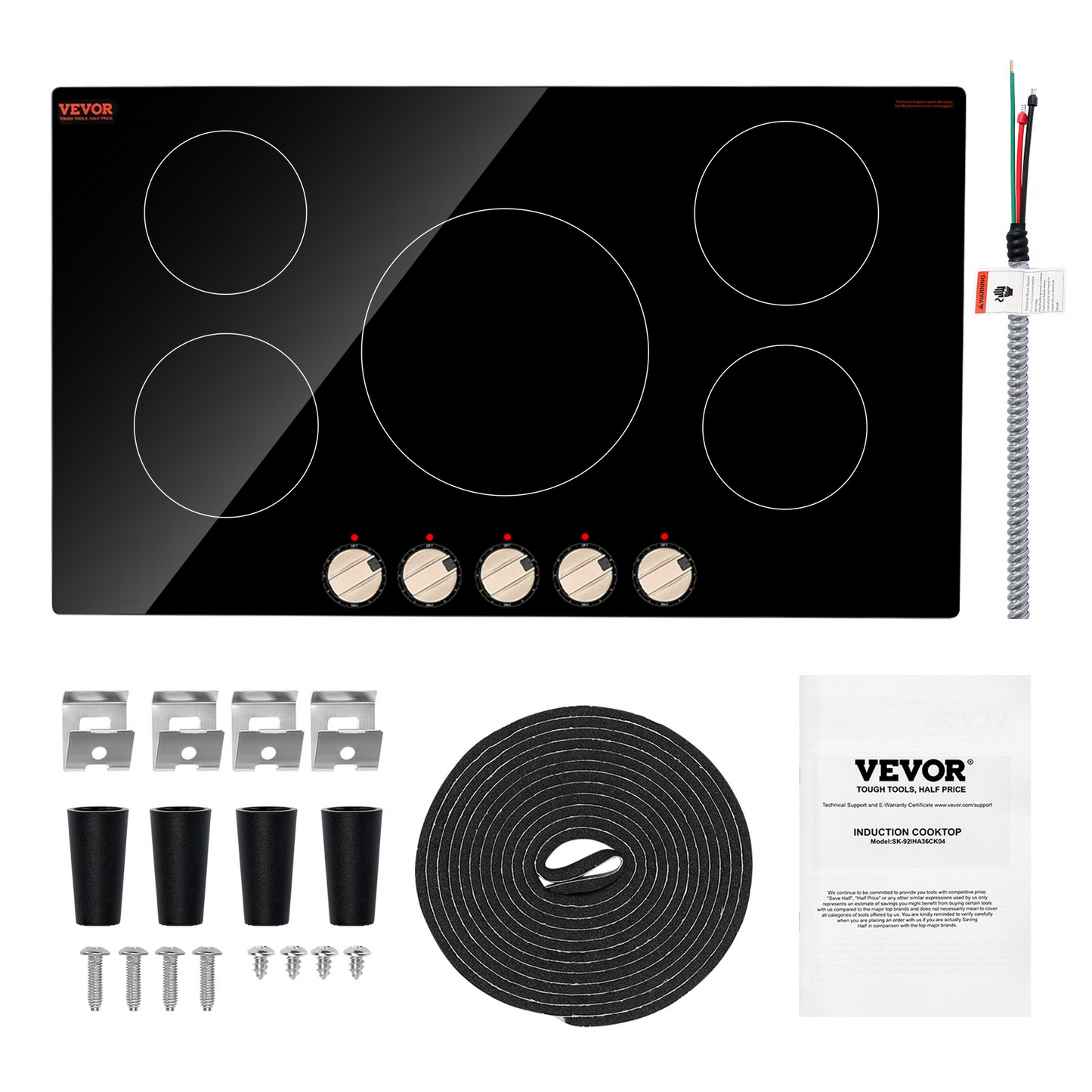 9200W 5 Burner Induction Cooktop Electric Countertop Burner Knob Control