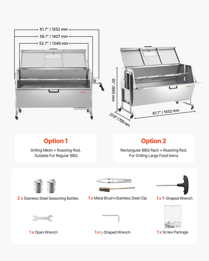 Roaster Spit Rotisserie BBQ Grill Pig Lamb Chicken Roaster with Cover 60W 286LBS