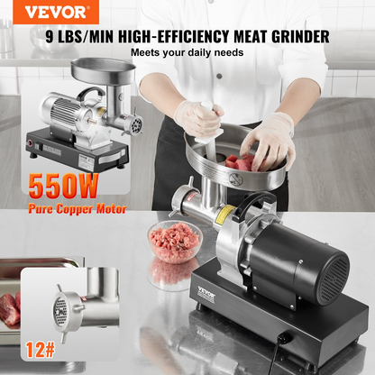 Commercial Electric Meat Grinder 9 Lbs/Min Sausage Stuffer Maker Kitchen