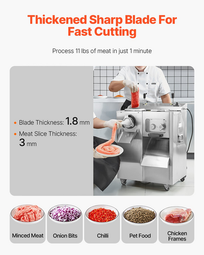 Commercial Electric Meat Grinder Slicer 14 Lbs/Min Sausage Stuffer Maker Kitchen