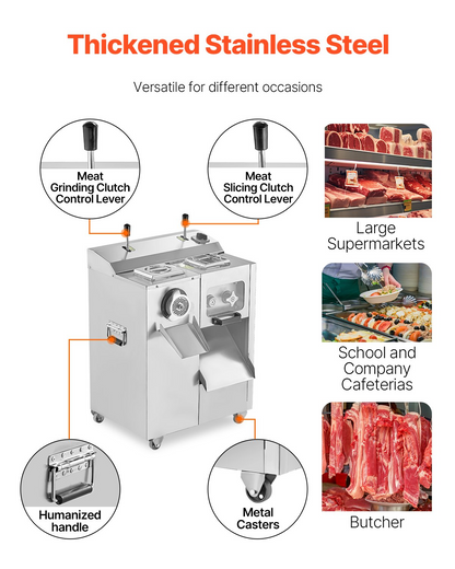 Commercial Electric Meat Grinder Slicer 14 Lbs/Min Sausage Stuffer Maker Kitchen