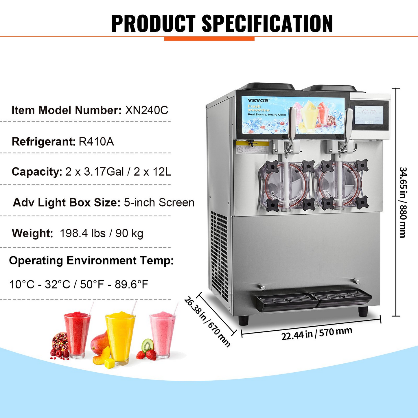 2 x 12L / 3.17 Gal Commercial Slushy Machine Margarita Smoothie Frozen Drink